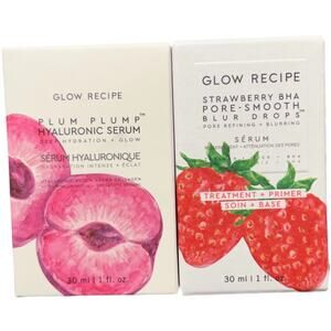 Glow Recipe Plum Plump Hyaluronic Serum & Strawberry BHA Pore Smooth Blur Drops